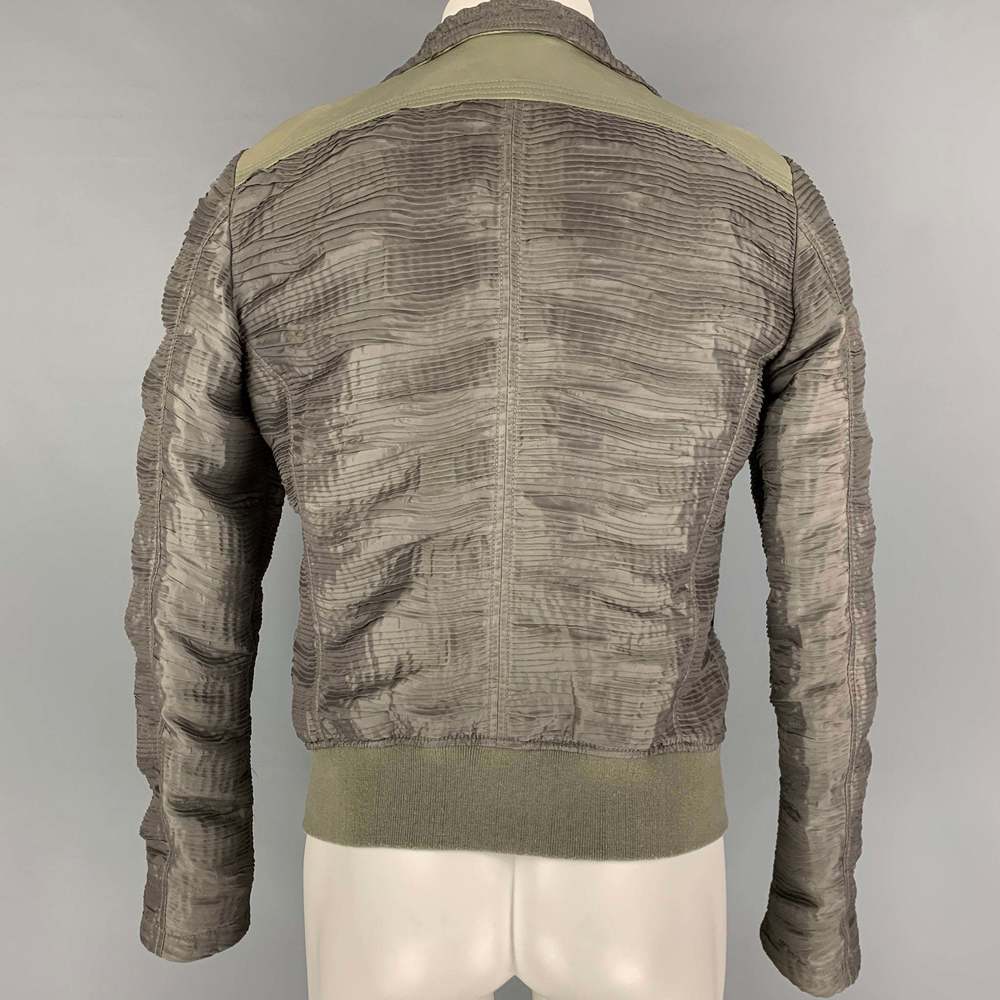 EMPORIO ARMANI Olive Ruched Polyester Asymmetrical Jacket - Picture 3 of 6